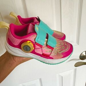 New Balance Pink and Yellow Sneakers with Velcro Strap